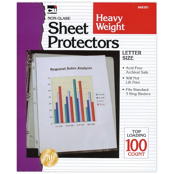 Charles Leonard Heavy Weight Non Glare Sheet Protectors, 100PK 48381 - main